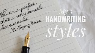 My 5 handwriting styles  Handwriting practice  Cursive writing  Print font [upl. by Harp]