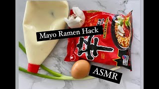 Mayo Ramen Nongshim Shin Ramyun instant noodle  ASMR  Kewpie mayo and garlic hack [upl. by Jochebed]