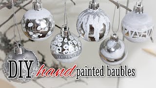 DIY Hand Painted Christmas Baubles  Easy to Make Ornaments [upl. by Abihsot]