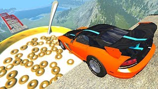 Beamng drive  Open Bridge Crashes over Giant Cereal bowl with Milk 7 [upl. by Ocirrej]