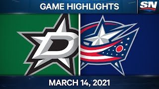 NHL Game Highlights  Stars vs Blue Jackets – Mar 14 2021 [upl. by Ataga961]