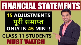 Class 11  ACCOUNTS  FINANCIAL STATEMENTS ADJUSTMENTS ✔️ [upl. by Lamrert]