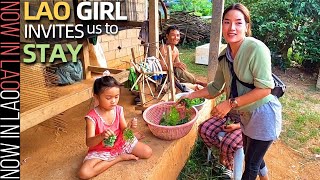 Lao Girl Invites us to Stay in her Village  Now in Lao 2020 [upl. by Nosnev]