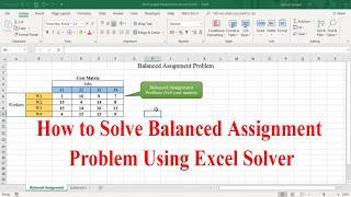 How to Solve Balanced Assignment Problem Using Excel Solver Excel Solver AssignementProblem [upl. by Hpesojnhoj]