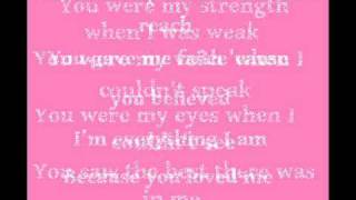 Because You Loved Me  Celine Dion Lyrics [upl. by Sillyrama]