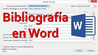 Como Hacer una Bibliografía Automática en Word  Referencias Automática [upl. by Ytineres]