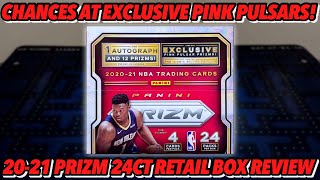 Chances At Exclusive Pink Pulsar Parallels  202021 Panini Prizm Basketball 24ct Retail Box Review [upl. by Rubliw]