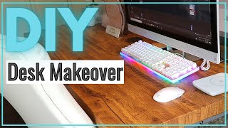 DIY Desk Makeover  How to Put Contact Paper on Desk EASY Simple Wood Desk Transformation ASMR [upl. by Zaid859]