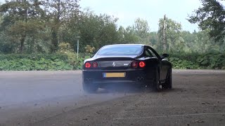 Ferrari 575 M Maranello GTC Burnout Drifts Ride Startups amp Revs [upl. by Aniwde]