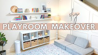 DIY PLAYROOM MAKEOVER  affordable playroom furniture cube storage hack amp playroom decor ideas [upl. by Mahoney]