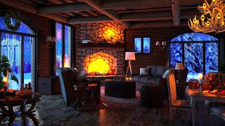 Rain and Crackling Fireplace with Thunderstorm sounds at Night  Cozy Cabin Ambience  8 Hours Sleep [upl. by Elisha]