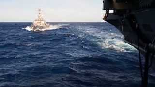 USS Thodore Roosevelt CVN 71 conducts Replenishment at Sea [upl. by Etaner]