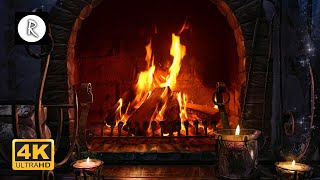 Crackling Fireplace w Rain amp Thunder Sounds  no wind   10 Hours  4K [upl. by Winshell659]