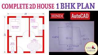 Making a simple floor plan in AutoCAD  Exercise 2  1bhk 2D plan  CAD CAREER [upl. by Adnirod]