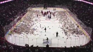 Calgary Hitmen 2012 Teddy Bear Toss  Watch 25000 Bears Fly at Hockey Game [upl. by Allisurd]