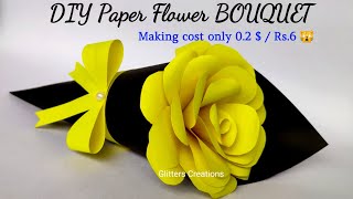 DIY Paper Flower BOUQUET Birthday gift ideasSingle Flower Bouquet making at Homemade Easy Craft [upl. by Gerrie867]