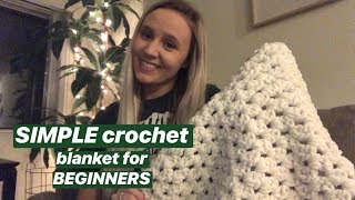 SIMPLE Double Crochet Blanket for Beginners [upl. by Cordalia749]