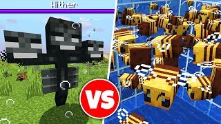 100 BEES vs WITHER BOSS in Minecraft part 12 [upl. by Yerhpmuh]