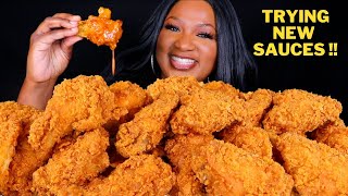 20 FRIED CHICKEN WINGS MUKBANG  TRYING NEW SAUCES [upl. by Nassi619]