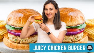 Juicy Chicken Burgers  Great for Summer Grilling [upl. by Arahahs]