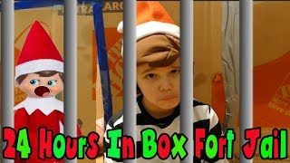 24 Hours Real Life Elf In The Shelf In Box Fort Jail 24 Hour Challenge In Box Fort Prison [upl. by Oicnedurp626]