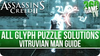 Assassins Creed II All Glyph Puzzle Solutions and Locations  Vitruvian Man AchievementTrophy Guide [upl. by Jelsma]