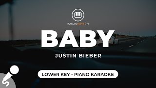 Baby  Justin Bieber Lower Key  Slow Piano Karaoke [upl. by Bigler144]