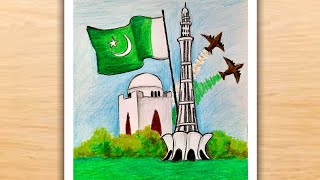 14 August Special Independence Day Drawing  Pakistan Independence Day Drawing Easy [upl. by Angeli640]