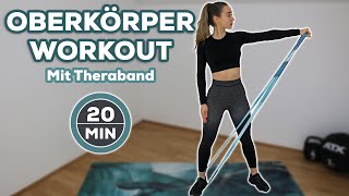 20 Min OBERKÖRPER WORKOUT mit Theraband amp ohne Springen  Rücken Schulter Brust amp Arme trainieren [upl. by Aneloaup]