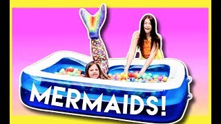 FIN FUN MERMAID SLIME POOL CHALLENGE game Crafty Kids Vlog 16  loser gets sno baffed [upl. by Oloapnaig]