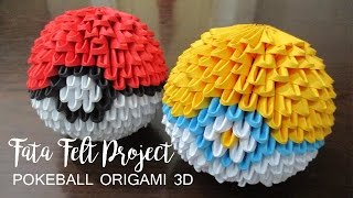 How to Make Poke Ball Origami 3D fatafeltproject [upl. by Annasus]