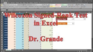 Wilcoxon SignedRank Test in Excel [upl. by Tilney736]