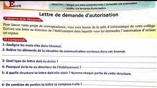 Ecrit  rédiger une lettre de demande dautorisation et la justifier livret Passerelle 3AC [upl. by Grobe]