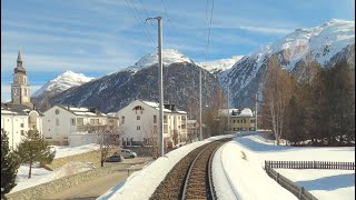 ★ 4K 🇨🇭Chur  Albulabahn  St Moritz cab ride Switzerland 022020 [upl. by Spillar274]