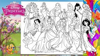 Disney Princesses  All Together  Coloring pages  Coloring book [upl. by Guillemette]