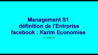 Management S1  Définition de lEntreprise [upl. by Aenehs]