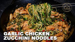 Garlic Chicken Zucchini Noodles  How to Cook amp Avoid Watery Zucchini Noodles [upl. by Naldo]