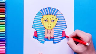 How to draw Tutankhamun Egyptian Pharaoh [upl. by Tavey371]