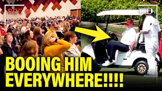 Trump RUNS TO GOLF and GETS BOOED EVERYWHERE [upl. by Ainimre]