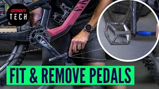 How To Fit amp Remove Pedals From Your Mountain Bike  Basic Bike Maintenance [upl. by Jonme]