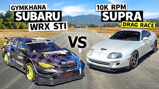 10000 rpm Supra With 1100hp Races Travis Pastrana’s 862hp Subaru WRX STI Gymkhana Car [upl. by Esadnac]