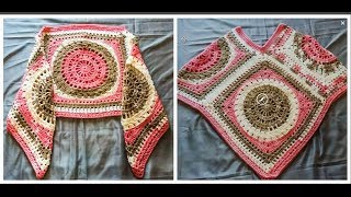 Crochet Poncho Mandala  Debutantes  pas a pas part 1 [upl. by Lahtnero104]