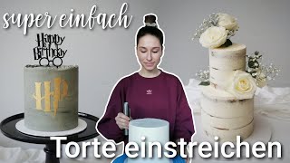 😊Torte einstreichen mit Buttercreme scharfe Kanten  für Anfänger [upl. by Adur]