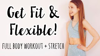 Workout and Stretch with me at home full body  no equipment [upl. by Chaddie]