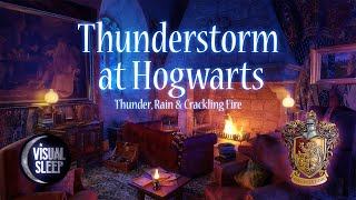 Thunderstorm at Hogwarts Thunder rain amp Crackling fire Sounds for Sleeping Relaxing Studying [upl. by Roi816]