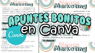 Como hacer apuntes bonitos en CANVA [upl. by Adnolay534]