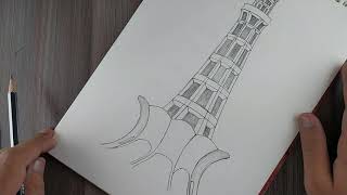 How to Draw MinarePakistan Easy Step by Step  Drawing minar pakistan lahore [upl. by Letniuq]