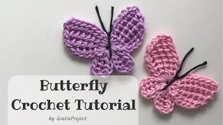 Butterfly Crochet Tutorial  Tunisian Butterfly Applique [upl. by Vilma317]