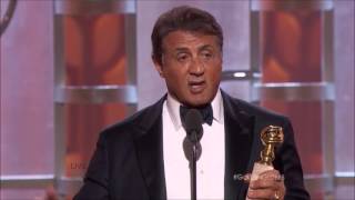 Extended Tearful Sylvester Stallone Wins FirstEver Golden Globe for CREED [upl. by Ramal438]