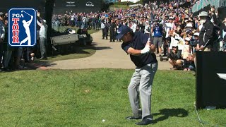 Phil Mickelsons wedge over grandstands at Genesis Open 2019 [upl. by Nnaillek]